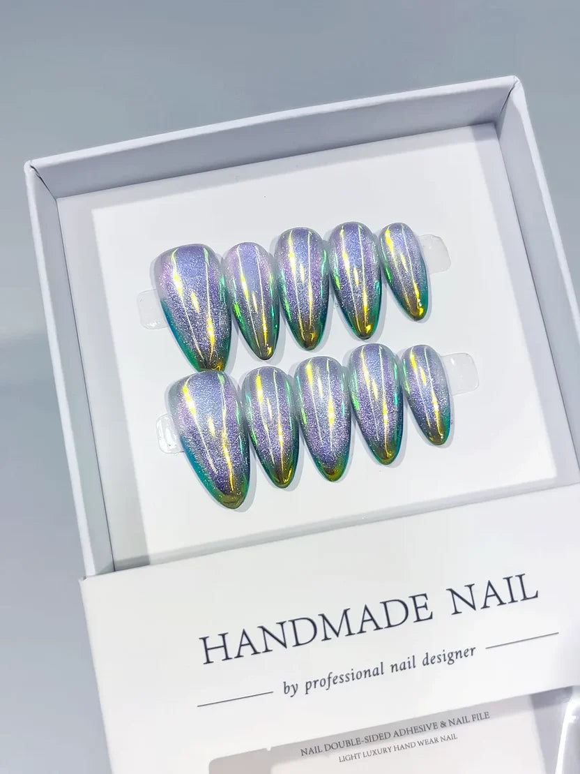 Medium Purple Green Almond Holographic