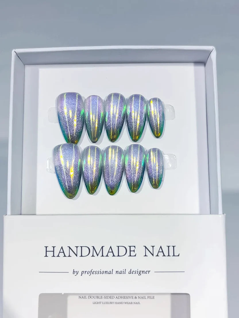 Medium Purple Green Almond Holographic
