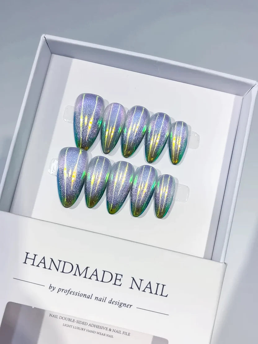 Medium Purple Green Almond Holographic