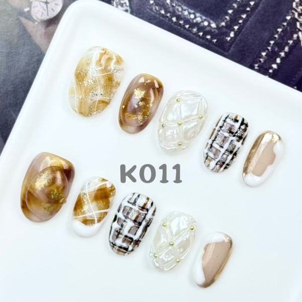 Did You Mention Chocolate? Brown & Copper Short Oval Nails K011