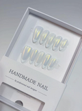 Medium Almond Iridescent Pearl White French Tips