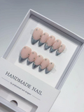 Medium Almond Nude Chrome French, 3D Rhinestone