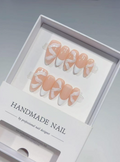 Medium Almond Nude Pearl Laced, White French Tip