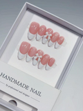 Medium Almond 3D Nude Pink, White French Tips & Bow