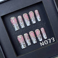 Long Elegant Ombre Gold Flourish Coffin Nails N073