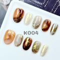Pearly Copper & Gold Short Oval Nails K004