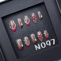 Hibiscus Red Flower French Short Almond Nails N097