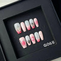 Aura Pink Snake & Cross Short Coffin Nails G068