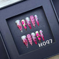 Venomous Pink Lady Pink & Chrome Long Almond Nails H097