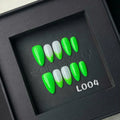 Lets Get Loud! Neon Green French Tip Medium Almond Nails L004