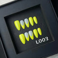 Lets Get Loud! Neon Yellow French Tip Medium Almond Nails L003