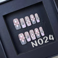 Sparkle 3D Flower Pink Ombre Medium Square Nails N024
