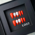 Lets Get Loud! Bright Coral Red French Tip Medium Almond Nails L007