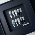 Abstract French Hand Painted Long Almond Nails G020