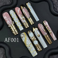 3D Gold Chromatic "Let It Drip" X-Long Square Nails AF001