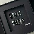 Black & Silver Gothic Cross & Stiches Coffin Nails G091